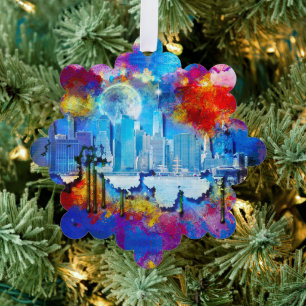 SlipperyJoe NYC graffiti maan omringd door wervele Ornament Kaart