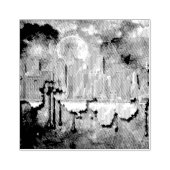 SlipperyJoe NYC graffiti maan omringd door wervele Rubberstempel (Afrduk)