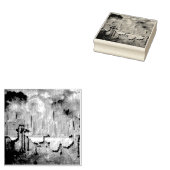 SlipperyJoe NYC graffiti maan omringd door wervele Rubberstempel (Gestempeld)