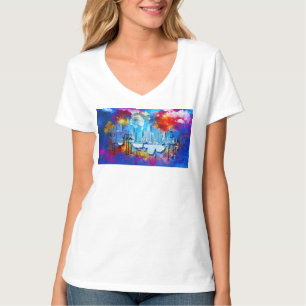 SlipperyJoe NYC graffiti maan omringd door wervele T-shirt