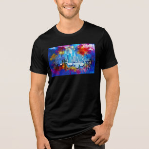 SlipperyJoe NYC graffiti maan omringd door wervele Tri-Blend Shirt