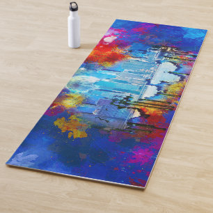 SlipperyJoe NYC graffiti maan omringd door wervele Yogamat