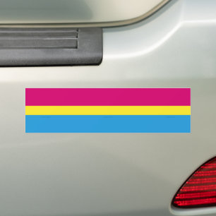 SlipperyJoe panseksuele pridevlag roze amber en cy Bumpersticker
