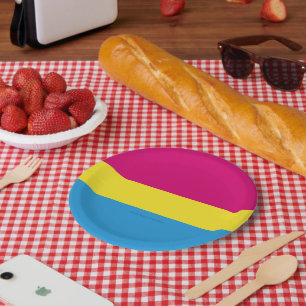 SlipperyJoe panseksuele pridevlag roze amber en cy Papieren Bordje