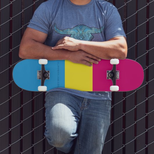 SlipperyJoe panseksuele pridevlag roze amber en cy Persoonlijk Skateboard (Buiten 3)
