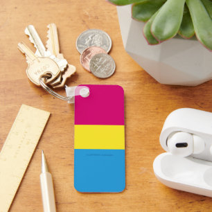 SlipperyJoe panseksuele pridevlag roze amber en cy Sleutelhanger