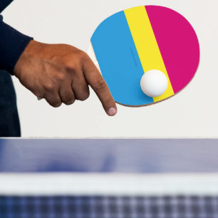 SlipperyJoe panseksuele pridevlag roze amber en cy Tafeltennisbatje