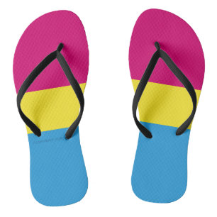 SlipperyJoe panseksuele pridevlag roze amber en cy Teenslippers