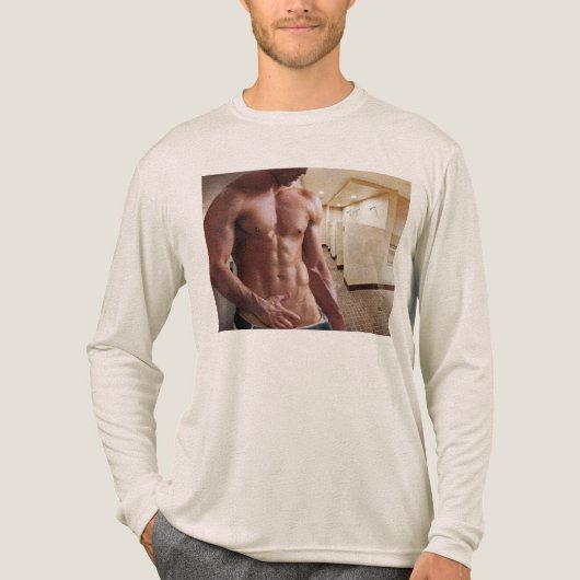 SlipperyJoe shirtless muscular man sixpack abs fit Tri-Blend Shirt (Voorkant volledig)