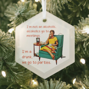 SlipperyJoe socialiserend drinkfeest vintage vrouw Glas Ornament
