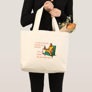 SlipperyJoe socialiserend drinkfeest vintage vrouw Grote Tote Bag