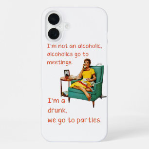 SlipperyJoe socialiserend drinkfeest vintage vrouw iPhone 16 Plus Hoesje