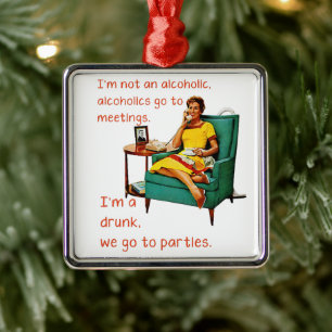 SlipperyJoe socialiserend drinkfeest vintage vrouw Metalen Ornament