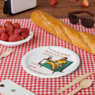 SlipperyJoe socialiserend drinkfeest vintage vrouw Papieren Bordje