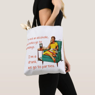 SlipperyJoe socialiserend drinkfeest vintage vrouw Tote Bag