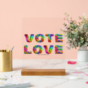 SlipperyJoe stem liefde gelijkheid regenboogkleuri Acryl Bord