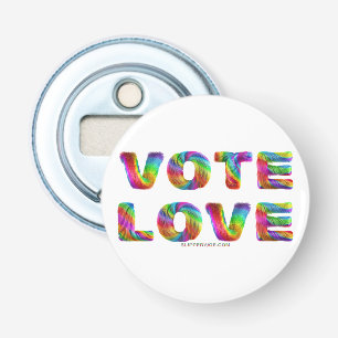 SlipperyJoe stem liefde gelijkheid regenboogkleuri Button Flesopener