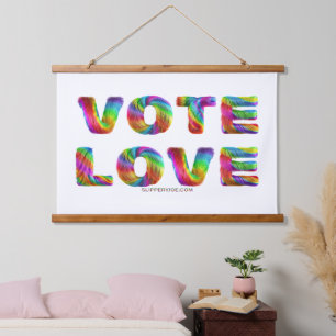 SlipperyJoe stem liefde gelijkheid regenboogkleuri Hangend Wandkleed