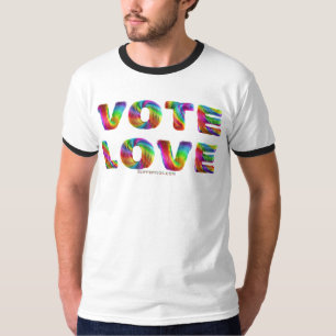 SlipperyJoe stem liefde gelijkheid regenboogkleuri T-shirt