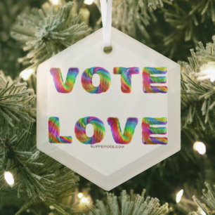 SlipperyJoe stem love gelijkheid regenboogkleurige Glas Ornament