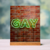 SlipperyJoe verlicht gay neonteken helder levendig Acryl Bord (Neutraal)
