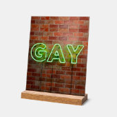 SlipperyJoe verlicht gay neonteken helder levendig Acryl Bord (Hoek)