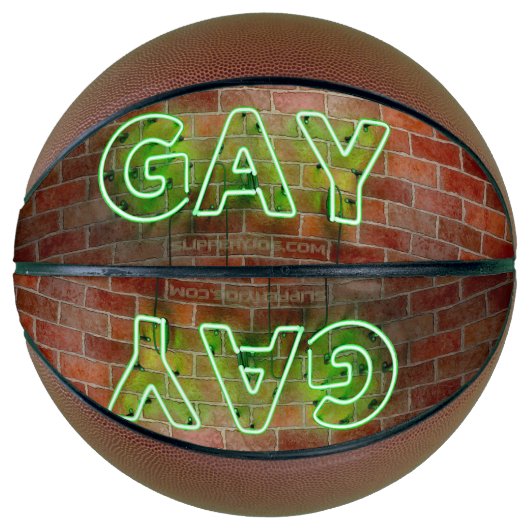 SlipperyJoe verlicht gay neonteken helder levendig Basketbal (Voorkant)