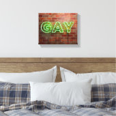 SlipperyJoe verlicht gay neonteken helder levendig Canvas Afdruk (Insitu (Slaapkamer))