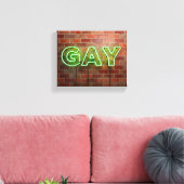 SlipperyJoe verlicht gay neonteken helder levendig Canvas Afdruk (Insitu (Woonkamer))