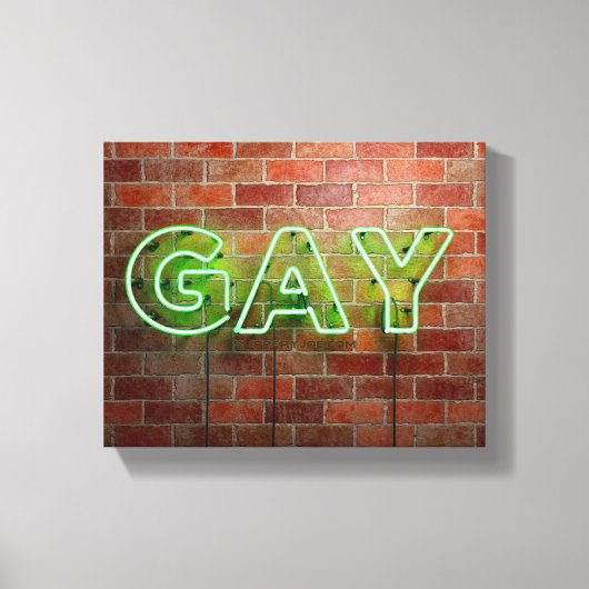 SlipperyJoe verlicht gay neonteken helder levendig Canvas Afdruk (Voorkant)