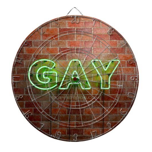 SlipperyJoe verlicht gay neonteken helder levendig Dartbord (Voorkant)
