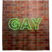 SlipperyJoe verlicht gay neonteken helder levendig Douchegordijn (Voorkant)