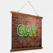 SlipperyJoe verlicht gay neonteken helder levendig Hangend Wandkleed (Gebogen)