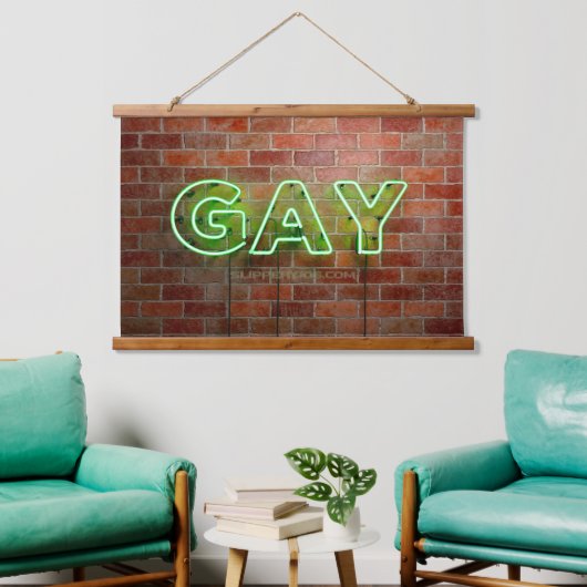 SlipperyJoe verlicht gay neonteken helder levendig Hangend Wandkleed (Woonkamer)