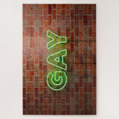 SlipperyJoe verlicht gay neonteken helder levendig Legpuzzel (Verticaal)