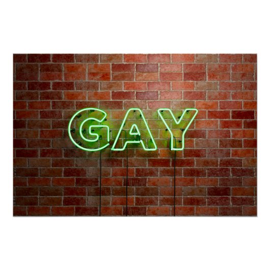 SlipperyJoe verlicht gay neonteken helder levendig Perfect Poster (Voorkant)