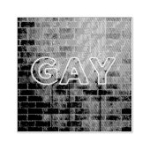 SlipperyJoe verlicht gay neonteken helder levendig Rubberstempel (Afrduk)