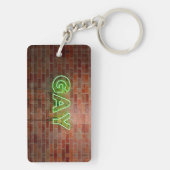 SlipperyJoe verlicht gay neonteken helder levendig Sleutelhanger (achterkant)