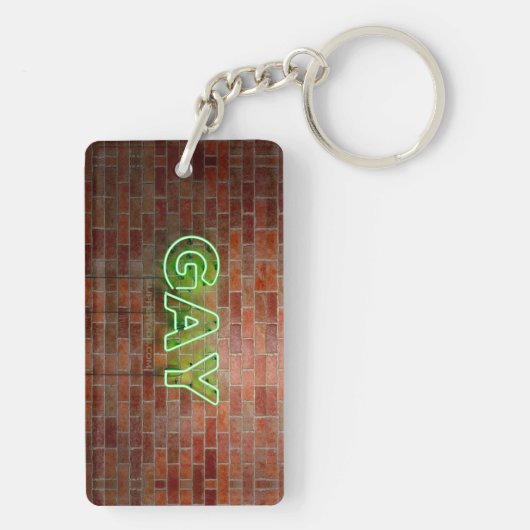 SlipperyJoe verlicht gay neonteken helder levendig Sleutelhanger (achterkant)