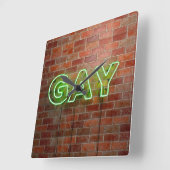 SlipperyJoe verlicht gay neonteken helder levendig Vierkante Klok (Hoek)