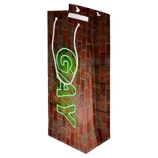 SlipperyJoe verlicht gay neonteken helder levendig Wijn Cadeautas (Achterkant Gekanteld)