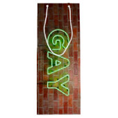 SlipperyJoe verlicht gay neonteken helder levendig Wijn Cadeautas (Achterkant)