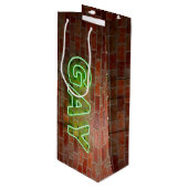 SlipperyJoe verlicht gay neonteken helder levendig Wijn Cadeautas (Voorkant Gekanteld)