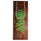 SlipperyJoe verlicht gay neonteken helder levendig Wijn Cadeautas (Voorkant)