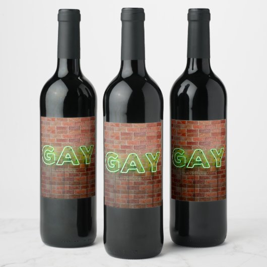 SlipperyJoe verlicht gay neonteken helder levendig Wijn Etiket (Flessen)