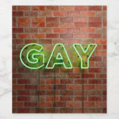 SlipperyJoe verlicht gay neonteken helder levendig Wijn Etiket (Enkel label)