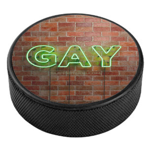 SlipperyJoe verlichte gay neonbord helder levendig Hockey Puck