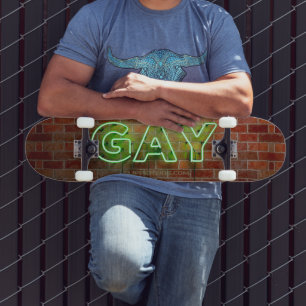 SlipperyJoe verlichte gay neonbord helder levendig Persoonlijk Skateboard