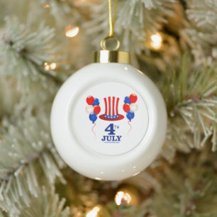 SlipperyJoe's 4 juli Onafhankelijkheidsdag klassie Keramische Bal Ornament