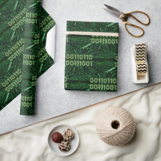 SlipperyJoe's 69 binaire code levendige groene com Cadeaupapier (Crafts)
